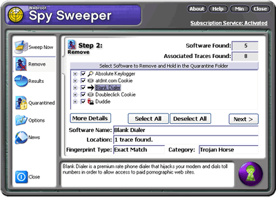 Spy Sweeper Screenshot - 